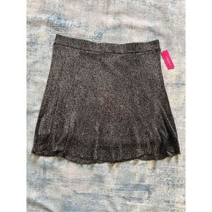 NWT! Xhilaration Black Metallic Silver Pull On Mini Skirt XXL